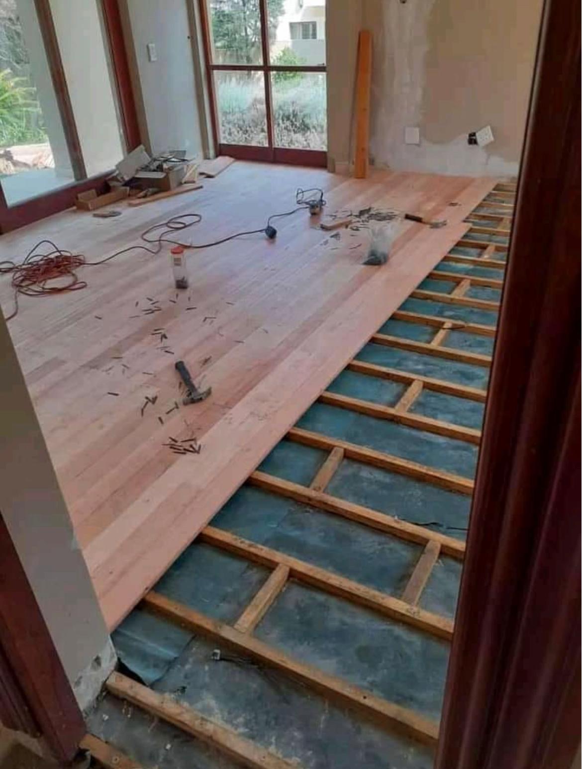 Hardwood Flooring Installation in Progress